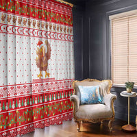 Turkey Christmas Window Curtain with Santa Turkey Red Crescent Pattern Snowmen and Festive Lights - Wonder Print Shop