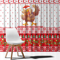 Turkey Christmas Window Curtain with Santa Turkey Red Crescent Pattern Snowmen and Festive Lights - Wonder Print Shop
