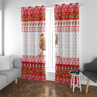 Turkey Christmas Window Curtain with Santa Turkey Red Crescent Pattern Snowmen and Festive Lights - Wonder Print Shop
