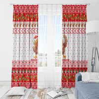 Turkey Christmas Window Curtain with Santa Turkey Red Crescent Pattern Snowmen and Festive Lights - Wonder Print Shop
