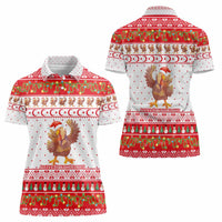 Turkey Christmas Women Polo Shirt with Santa Turkey Red Crescent Pattern Snowmen and Festive Lights - Wonder Print Shop