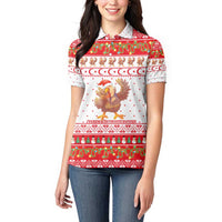 Turkey Christmas Women Polo Shirt with Santa Turkey Red Crescent Pattern Snowmen and Festive Lights - Wonder Print Shop