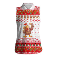 Turkey Christmas Women Sleeveless Polo Shirt with Santa Turkey Red Crescent Pattern Snowmen and Festive Lights - Wonder Print Shop