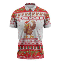 Turkey Christmas Zipper Polo Shirt with Santa Turkey Red Crescent Pattern Snowmen and Festive Lights - Wonder Print Shop