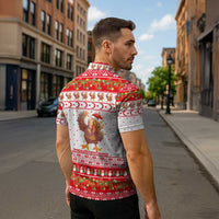 Turkey Christmas Zipper Polo Shirt with Santa Turkey Red Crescent Pattern Snowmen and Festive Lights - Wonder Print Shop