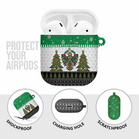 United Arab Emirates Christmas AirPods Case with Falcon Tree Design Snowflake Pattern and National Emblem - Wonder Print Shop