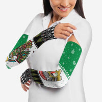 United Arab Emirates Christmas Arm Sleeves with Falcon Tree Design Snowflake Pattern and National Emblem - Wonder Print Shop