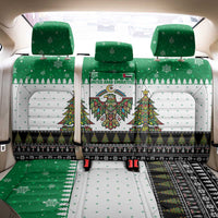 United Arab Emirates Christmas Back Car Seat Cover with Falcon Tree Design Snowflake Pattern and National Emblem - Wonder Print Shop