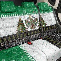 United Arab Emirates Christmas Back Car Seat Cover with Falcon Tree Design Snowflake Pattern and National Emblem - Wonder Print Shop
