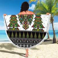 United Arab Emirates Christmas Beach Blanket with Falcon Tree Design Snowflake Pattern and National Emblem - Wonder Print Shop
