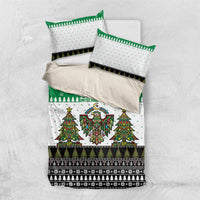 United Arab Emirates Christmas Bedding Set with Falcon Tree Design Snowflake Pattern and National Emblem - Wonder Print Shop