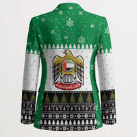 United Arab Emirates Christmas Blazer with Falcon Tree Design Snowflake Pattern and National Emblem - Wonder Print Shop