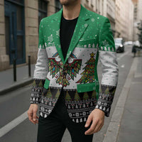 United Arab Emirates Christmas Blazer with Falcon Tree Design Snowflake Pattern and National Emblem - Wonder Print Shop