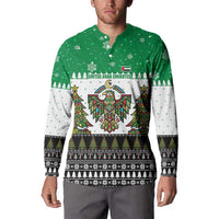 United Arab Emirates Christmas Button Sweatshirt with Falcon Tree Design Snowflake Pattern and National Emblem - Wonder Print Shop