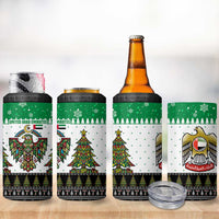 United Arab Emirates Christmas 4 in 1 Can Cooler Tumbler with Falcon Tree Design Snowflake Pattern and National Emblem - Wonder Print Shop