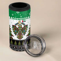 United Arab Emirates Christmas 4 in 1 Can Cooler Tumbler with Falcon Tree Design Snowflake Pattern and National Emblem - Wonder Print Shop