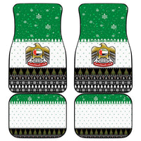 United Arab Emirates Christmas Car Mats with Falcon Tree Design Snowflake Pattern and National Emblem - Wonder Print Shop