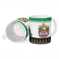 United Arab Emirates Christmas Ceramic Mug with Falcon Tree Design Snowflake Pattern and National Emblem - Wonder Print Shop