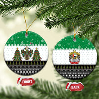 United Arab Emirates Christmas Ceramic Ornament with Falcon Tree Design Snowflake Pattern and National Emblem - Wonder Print Shop