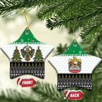 United Arab Emirates Christmas Ceramic Ornament with Falcon Tree Design Snowflake Pattern and National Emblem - Wonder Print Shop