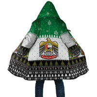 United Arab Emirates Christmas Cloak with Falcon Tree Design Snowflake Pattern and National Emblem - Wonder Print Shop