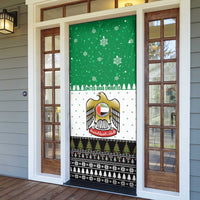 United Arab Emirates Christmas Door Cover with Falcon Tree Design Snowflake Pattern and National Emblem - Wonder Print Shop