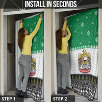 United Arab Emirates Christmas Door Cover with Falcon Tree Design Snowflake Pattern and National Emblem - Wonder Print Shop