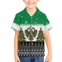 United Arab Emirates Christmas Family Matching Long Sleeve Bodycon Dress and Hawaiian Shirt with Falcon Tree Design Snowflake Pattern and National Emblem - Wonder Print Shop