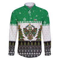 United Arab Emirates Christmas Family Matching Mermaid Dress and Hawaiian Shirt with Falcon Tree Design Snowflake Pattern and National Emblem - Wonder Print Shop