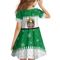 United Arab Emirates Christmas Family Matching Off Shoulder Maxi Dress and Hawaiian Shirt with Falcon Tree Design Snowflake Pattern and National Emblem - Wonder Print Shop