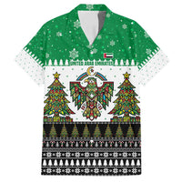 United Arab Emirates Christmas Family Matching Off Shoulder Maxi Dress and Hawaiian Shirt with Falcon Tree Design Snowflake Pattern and National Emblem - Wonder Print Shop