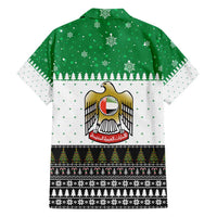United Arab Emirates Christmas Family Matching Puletasi and Hawaiian Shirt with Falcon Tree Design Snowflake Pattern and National Emblem - Wonder Print Shop