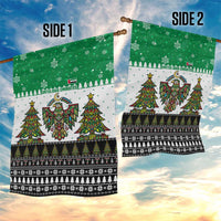 United Arab Emirates Christmas Garden Flag with Falcon Tree Design Snowflake Pattern and National Emblem - Wonder Print Shop