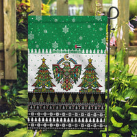 United Arab Emirates Christmas Garden Flag with Falcon Tree Design Snowflake Pattern and National Emblem - Wonder Print Shop