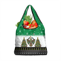 United Arab Emirates Christmas Grocery Bag with Falcon Tree Design Snowflake Pattern and National Emblem - Wonder Print Shop