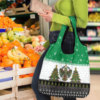 United Arab Emirates Christmas Grocery Bag with Falcon Tree Design Snowflake Pattern and National Emblem - Wonder Print Shop