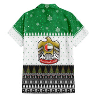 United Arab Emirates Christmas Hawaiian Shirt with Falcon Tree Design Snowflake Pattern and National Emblem - Wonder Print Shop