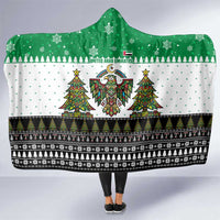 United Arab Emirates Christmas Hooded Blanket with Falcon Tree Design Snowflake Pattern and National Emblem - Wonder Print Shop