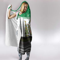 United Arab Emirates Christmas Hooded Blanket with Falcon Tree Design Snowflake Pattern and National Emblem - Wonder Print Shop