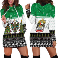 United Arab Emirates Christmas Hoodie Dress with Falcon Tree Design Snowflake Pattern and National Emblem - Wonder Print Shop