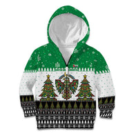 United Arab Emirates Christmas Kid Hoodie with Falcon Tree Design Snowflake Pattern and National Emblem - Wonder Print Shop