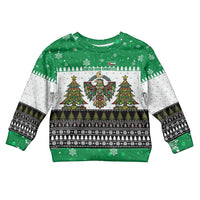 United Arab Emirates Christmas Kid Ugly Christmas Sweater with Falcon Tree Design Snowflake Pattern and National Emblem - Wonder Print Shop