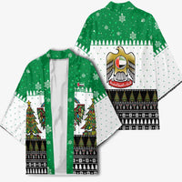 United Arab Emirates Christmas Kimono with Falcon Tree Design Snowflake Pattern and National Emblem - Wonder Print Shop