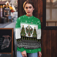United Arab Emirates Christmas Ugly Christmas Sweater with Falcon Tree Design Snowflake Pattern and National Emblem - Wonder Print Shop