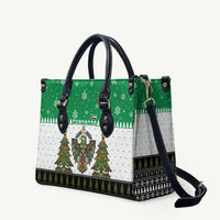 United Arab Emirates Christmas Leather Bag with Falcon Tree Design Snowflake Pattern and National Emblem - Wonder Print Shop