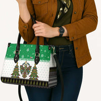 United Arab Emirates Christmas Leather Bag with Falcon Tree Design Snowflake Pattern and National Emblem - Wonder Print Shop