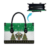 United Arab Emirates Christmas Leather Bag with Falcon Tree Design Snowflake Pattern and National Emblem - Wonder Print Shop