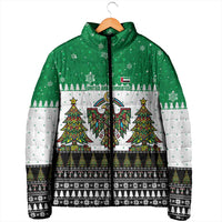 United Arab Emirates Christmas Padded Jacket with Falcon Tree Design Snowflake Pattern and National Emblem - Wonder Print Shop