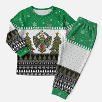 United Arab Emirates Christmas Pajama Set with Falcon Tree Design Snowflake Pattern and National Emblem - Wonder Print Shop