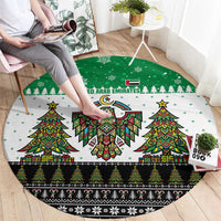 United Arab Emirates Christmas Round Carpet with Falcon Tree Design Snowflake Pattern and National Emblem - Wonder Print Shop